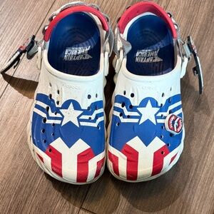 CROCS Kids Red White & Blue Captain America Style Clog Sandals